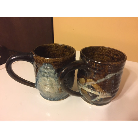 Set of TWO designer artistic coffee/soup cups.   Hand crafted by the Designer formerly know as "the PAUGS"